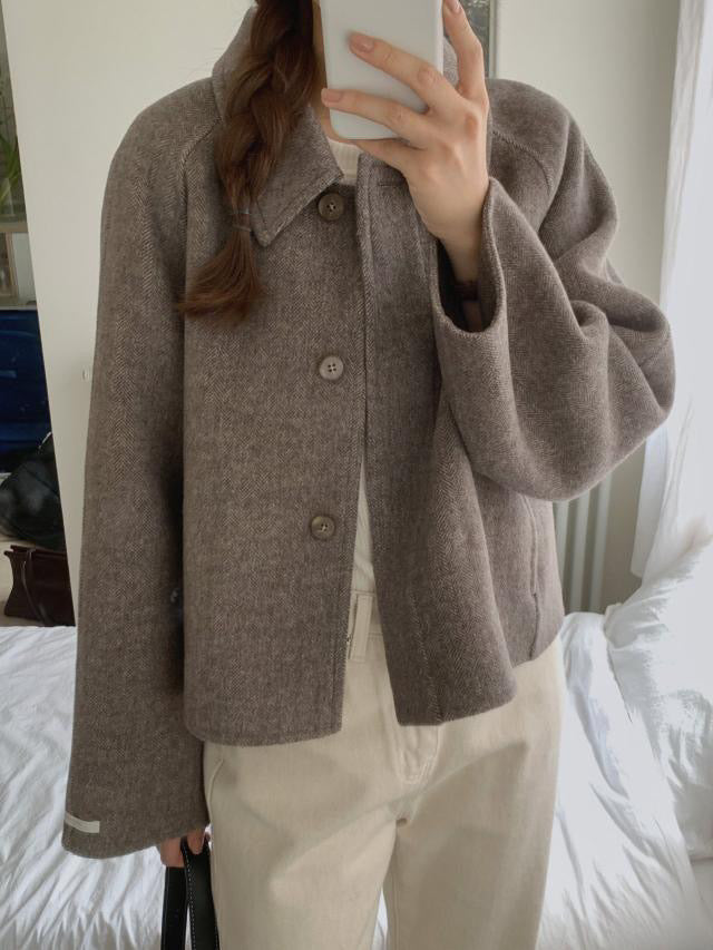 Herringbone Wool Handmade Coat