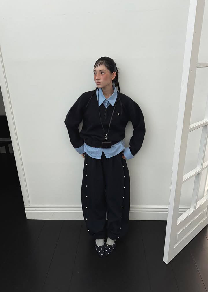AUTUMN BREEZE LAYERED KNIT - Navy