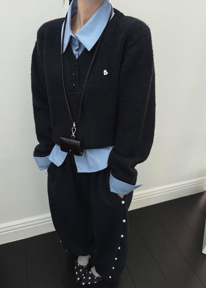 AUTUMN BREEZE LAYERED KNIT - Navy