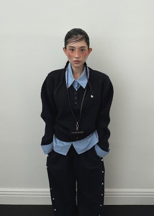 AUTUMN BREEZE LAYERED KNIT - Navy