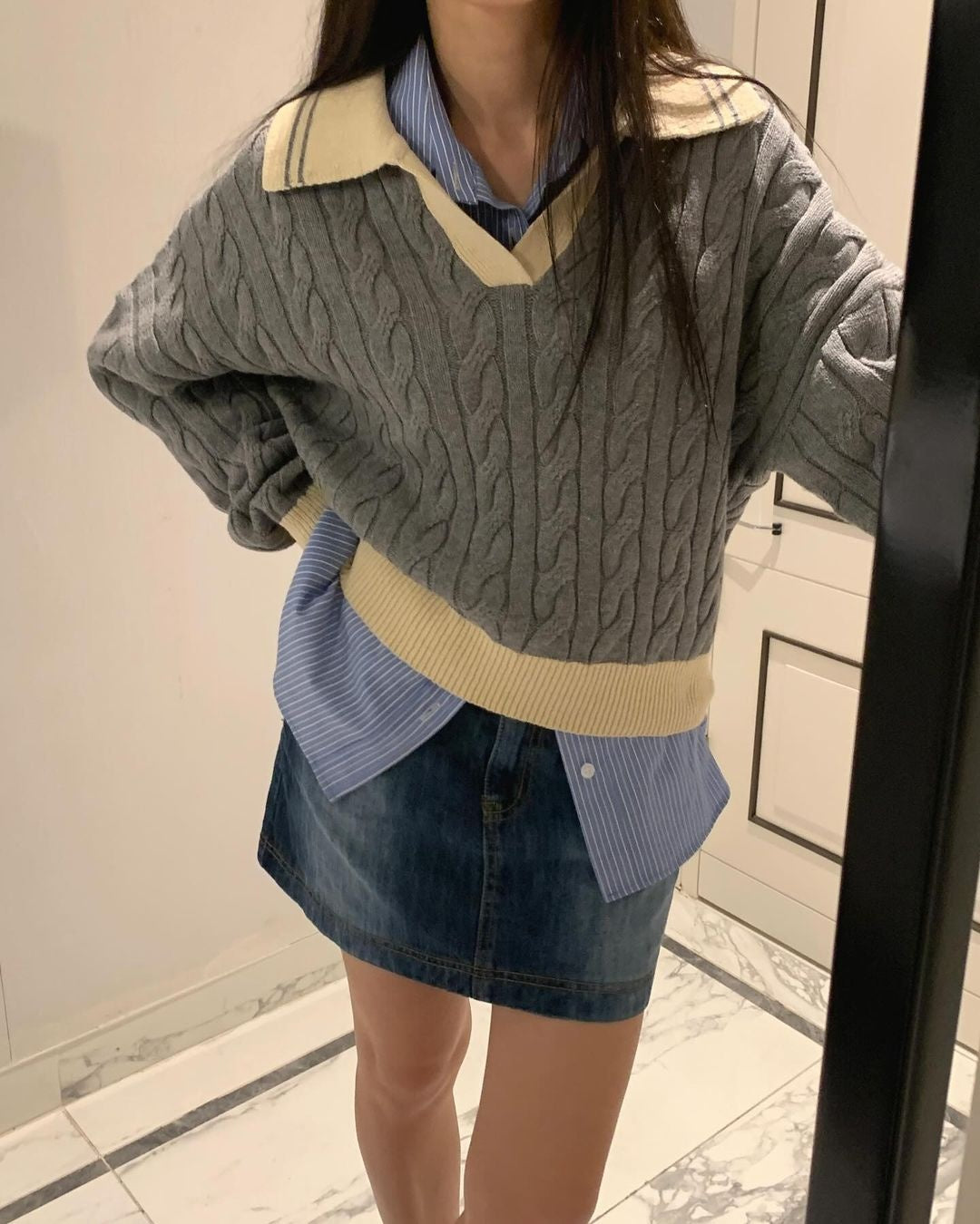 [PRE-ORDER] MODERN COLOR-BLOCK COLLAR KNIT