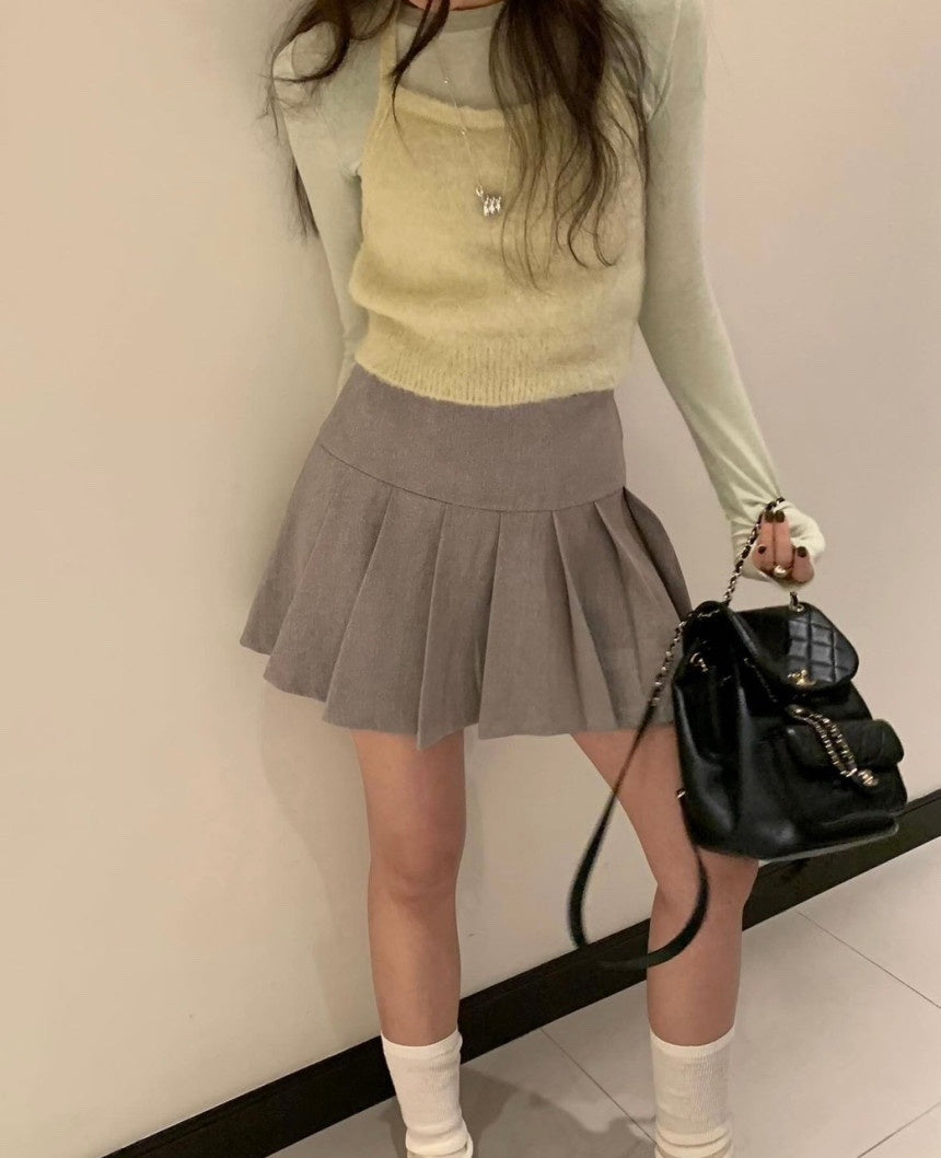 [PRE-ORDER] STYLISH FALL MINI PLEATED SKIRT WITH BUILT-IN SHORTS