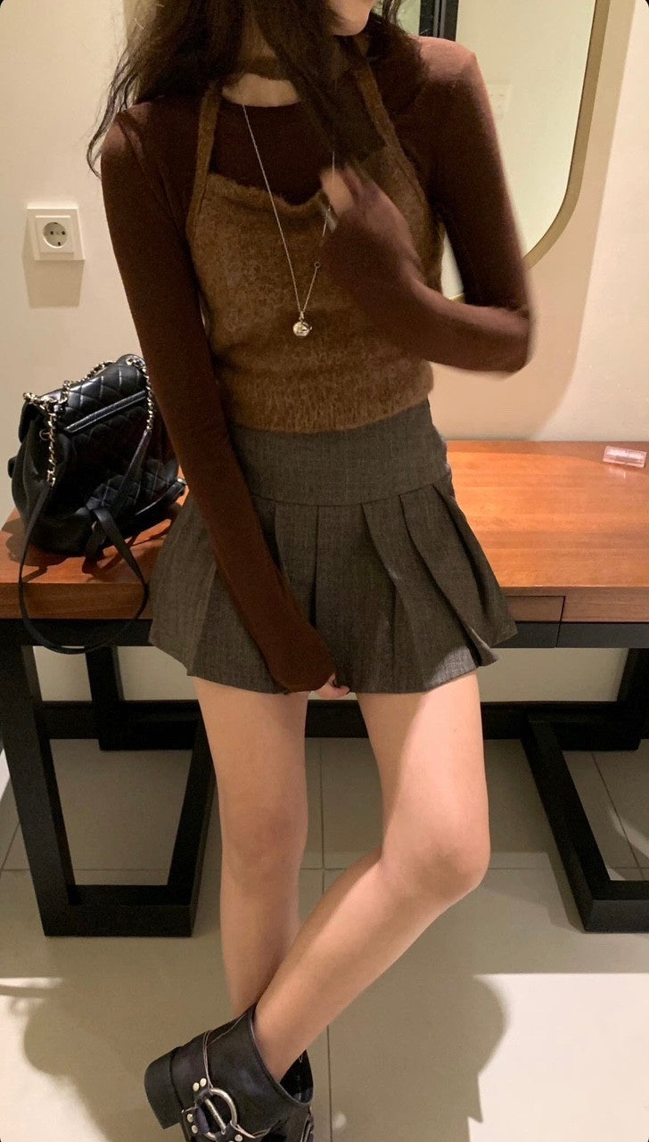 [PRE-ORDER] STYLISH FALL MINI PLEATED SKIRT WITH BUILT-IN SHORTS