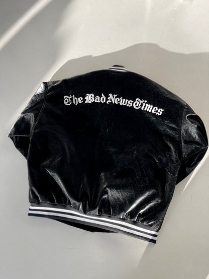 THE BAD NEWS TIMES LEATHER VARSITY JACKET