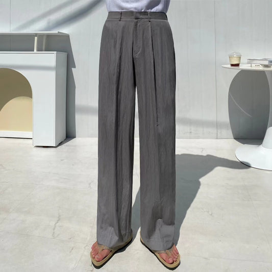 BACK STRETCH WIDE PLEATED PANTS