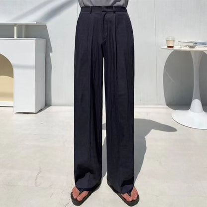 BACK STRETCH WIDE PLEATED PANTS