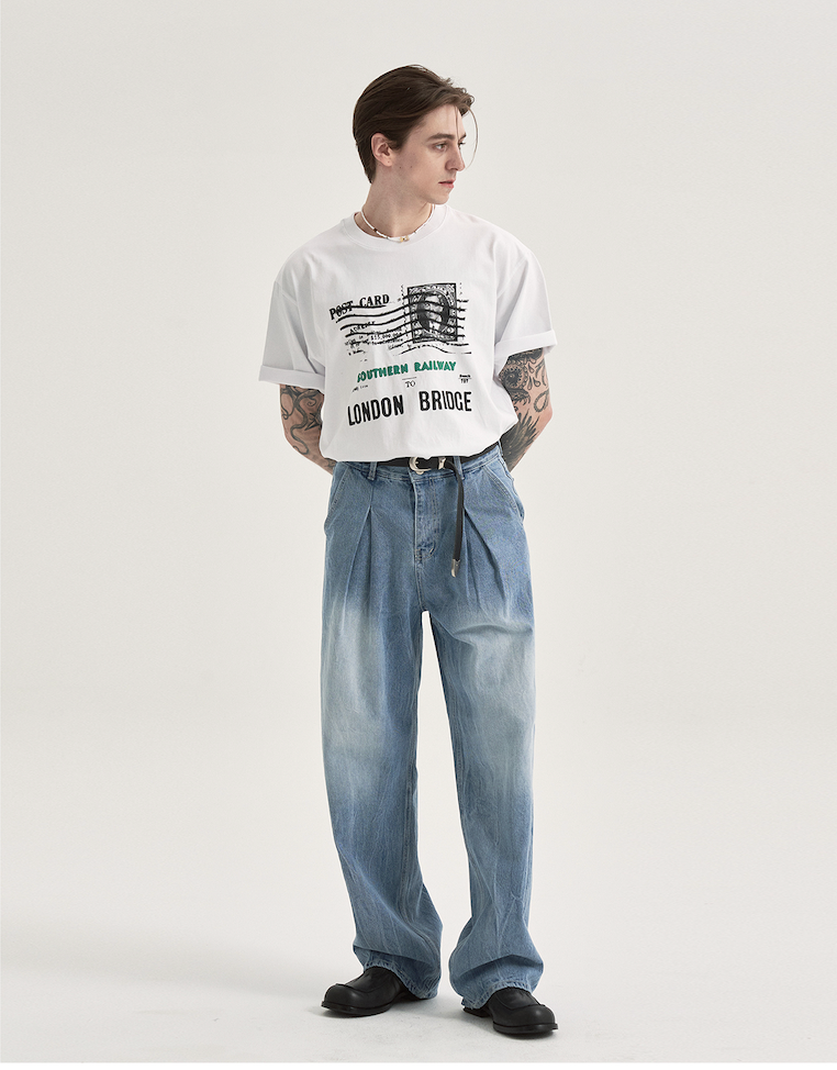 [PRE-ORDER] DENIM ONE TUCK WIDE PANTS