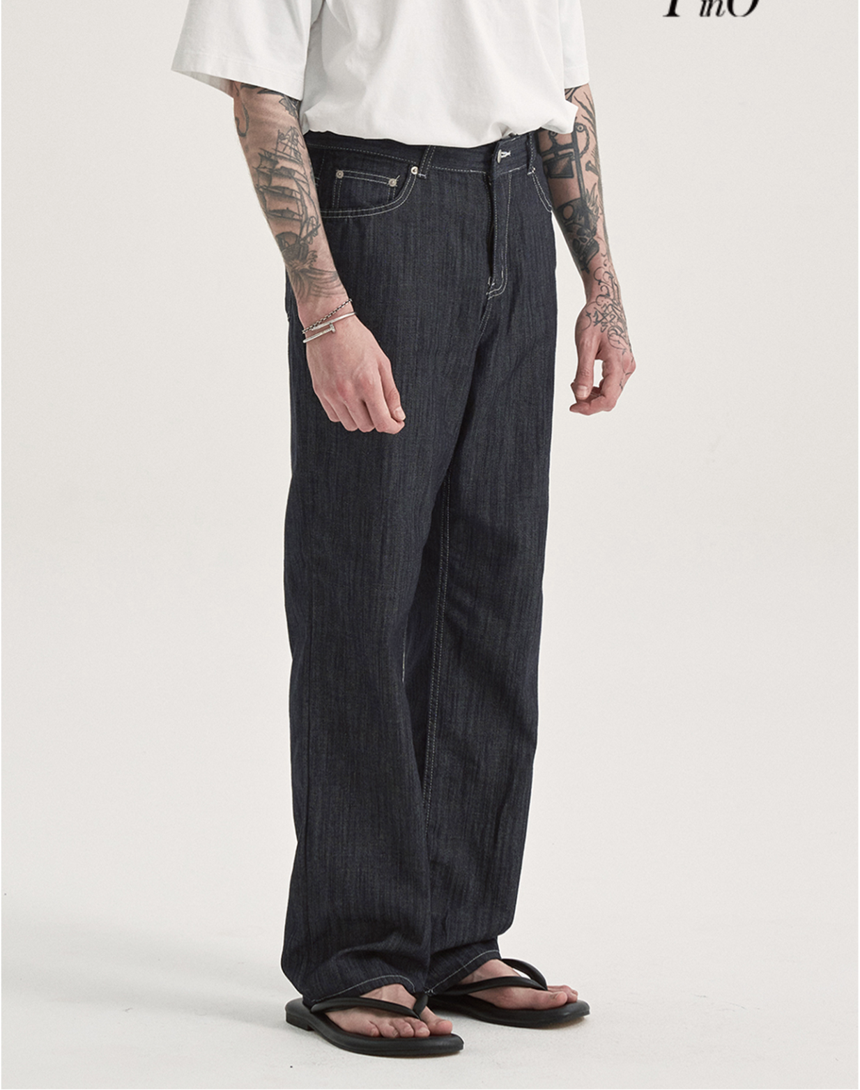 RAW DENIM STRAIGHT-LEG JEANS