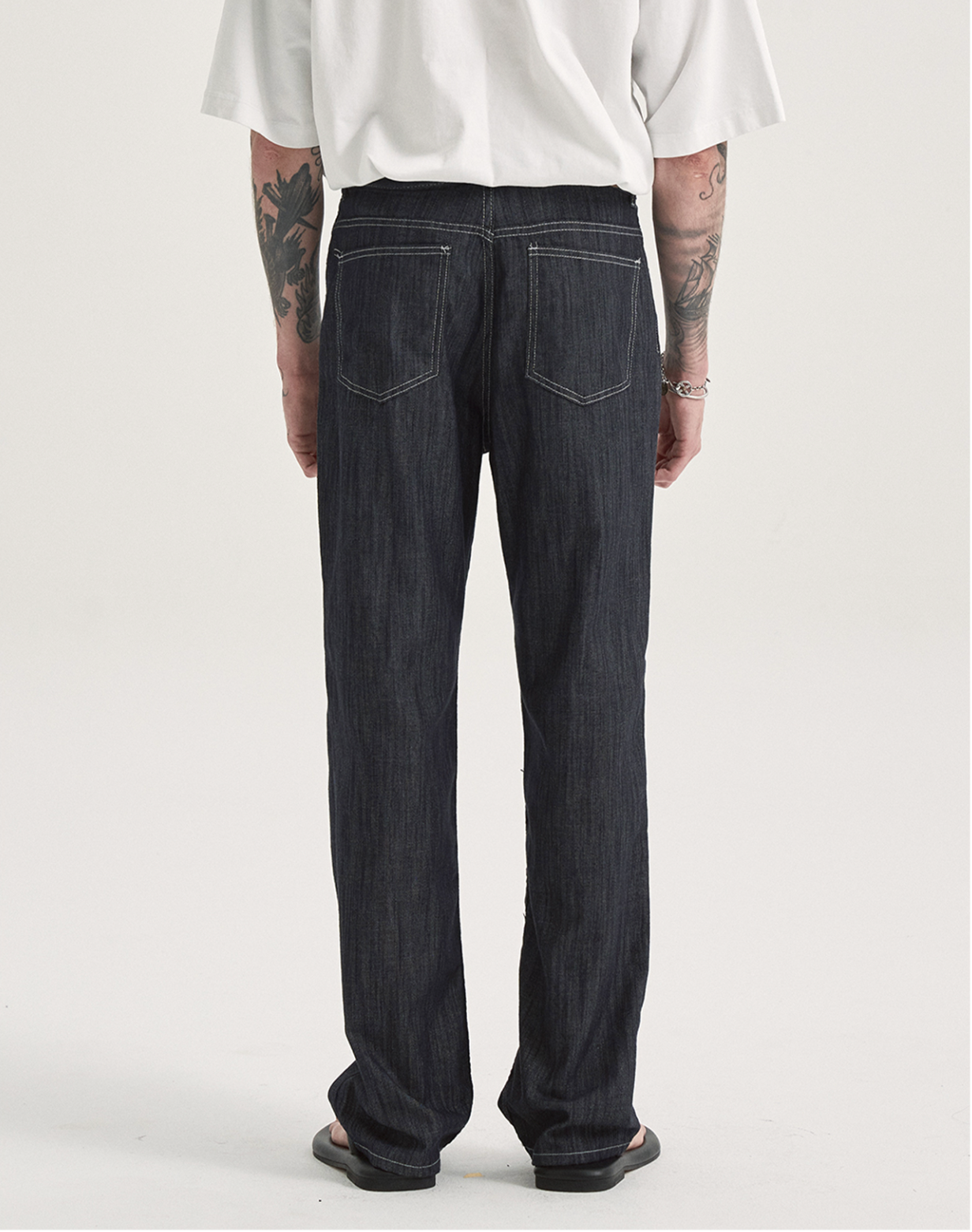 RAW DENIM STRAIGHT-LEG JEANS