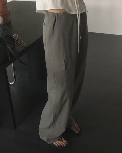 [PRE-ORDER]  STRING NYLON CARGO PANTS
