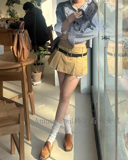 [PRE-ORDER]  LOW-RISE COTTON CONTRAST SKORT