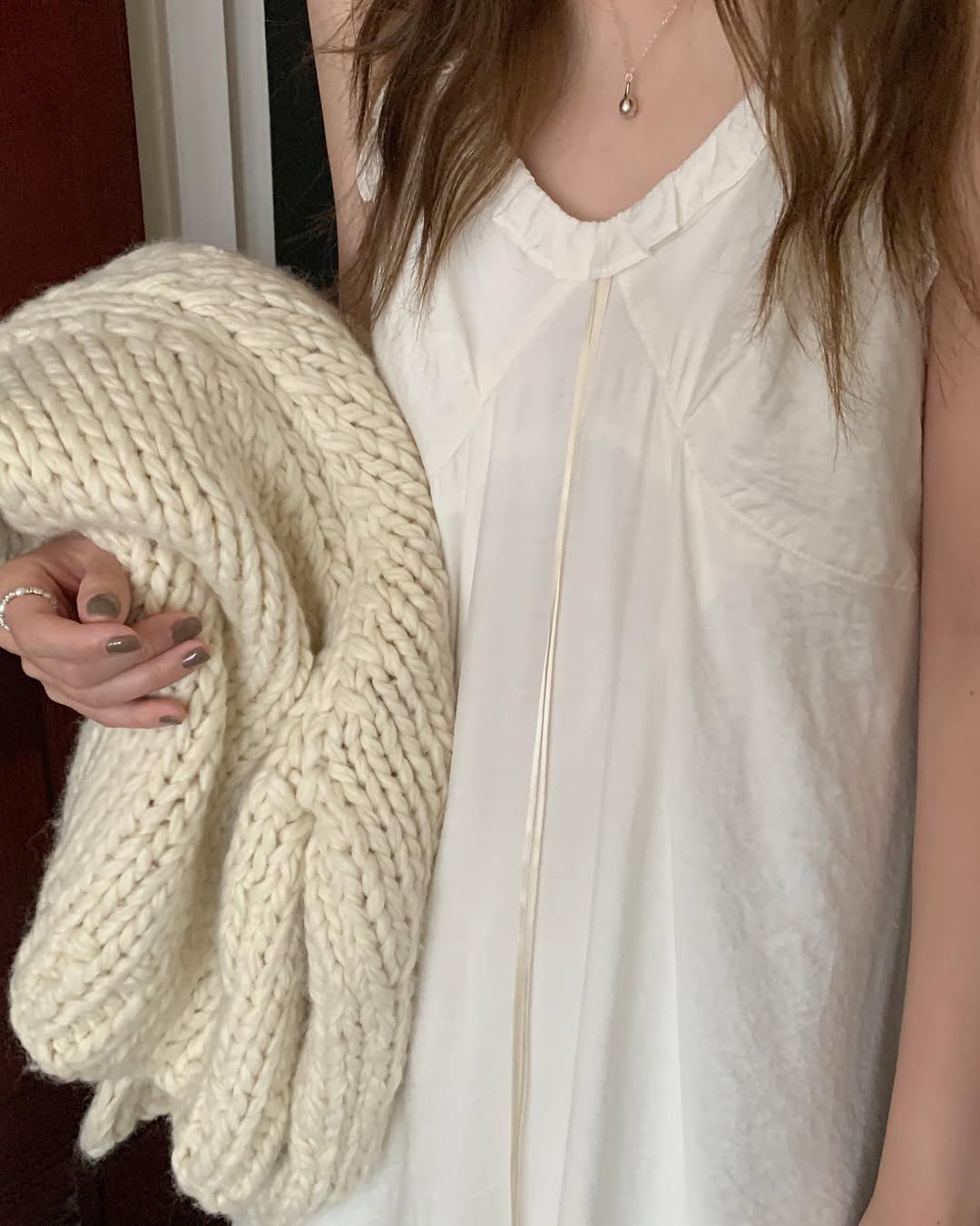 [PRE-ORDER] SOFT WHISPER FRILL DRESS (adjustable straps)