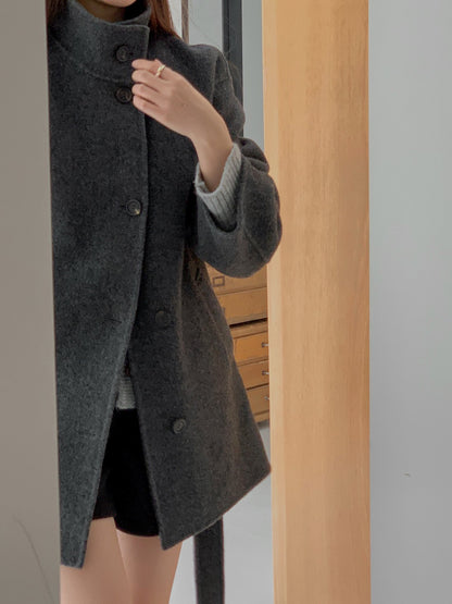 [PRE-ORDER]  BOUCLÉ HANDMADE HIGH-NECK COAT ☁️