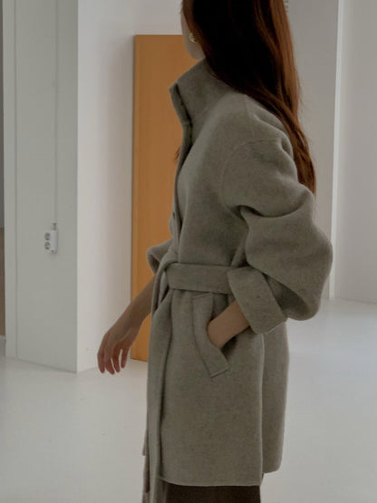 [PRE-ORDER]  BOUCLÉ HANDMADE HIGH-NECK COAT ☁️