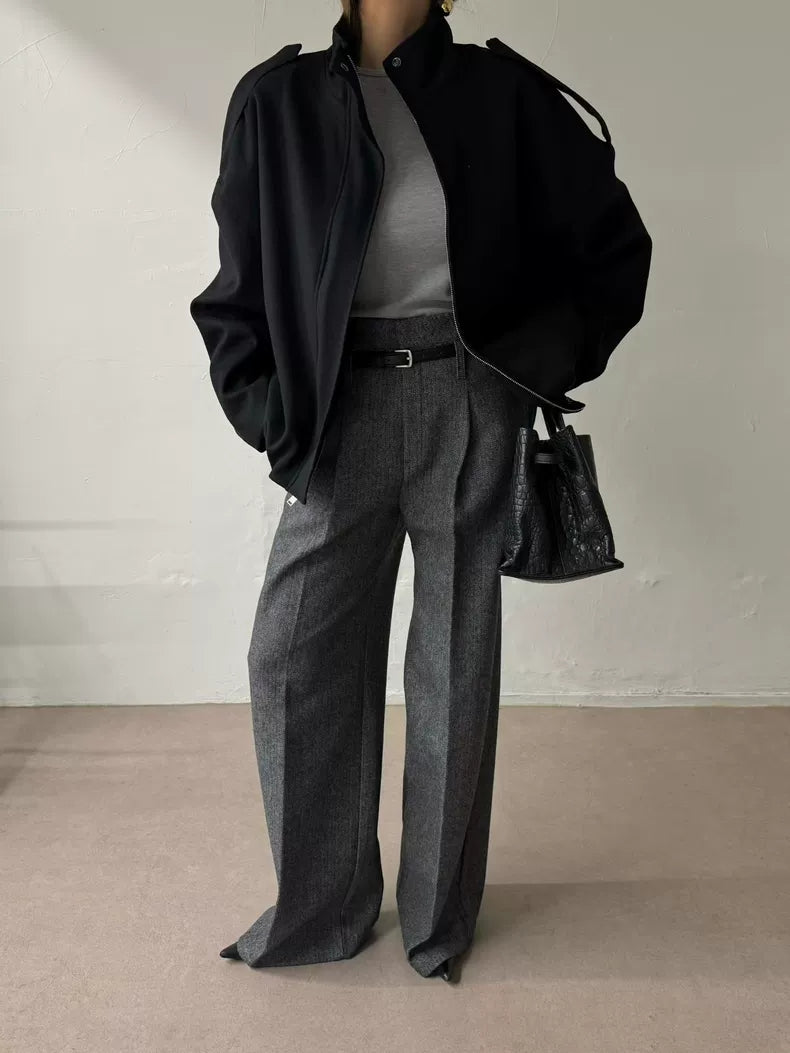 [PRE-ORDER]  CLASSIC HERRINGBONE WIDE-LEG PANTS