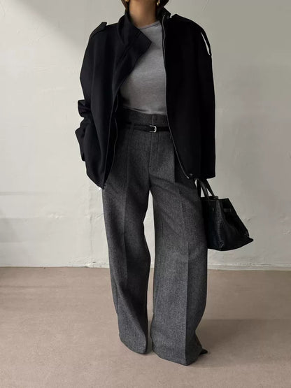 [PRE-ORDER]  CLASSIC HERRINGBONE WIDE-LEG PANTS