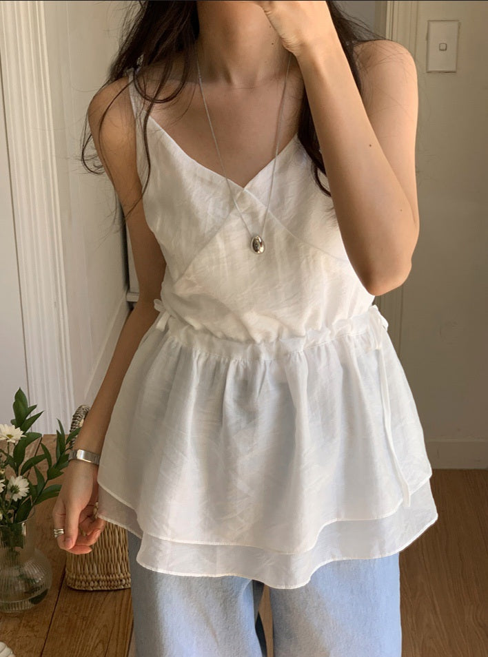 Spring Flowy Wave Blouse -White