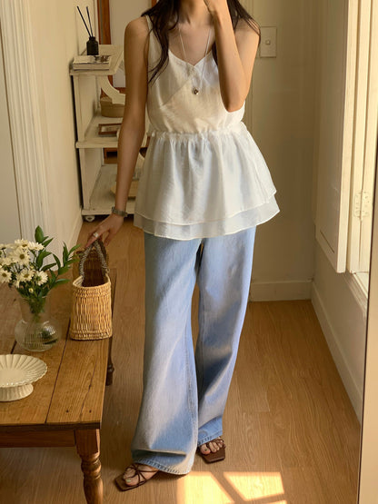 Spring Flowy Wave Blouse -White