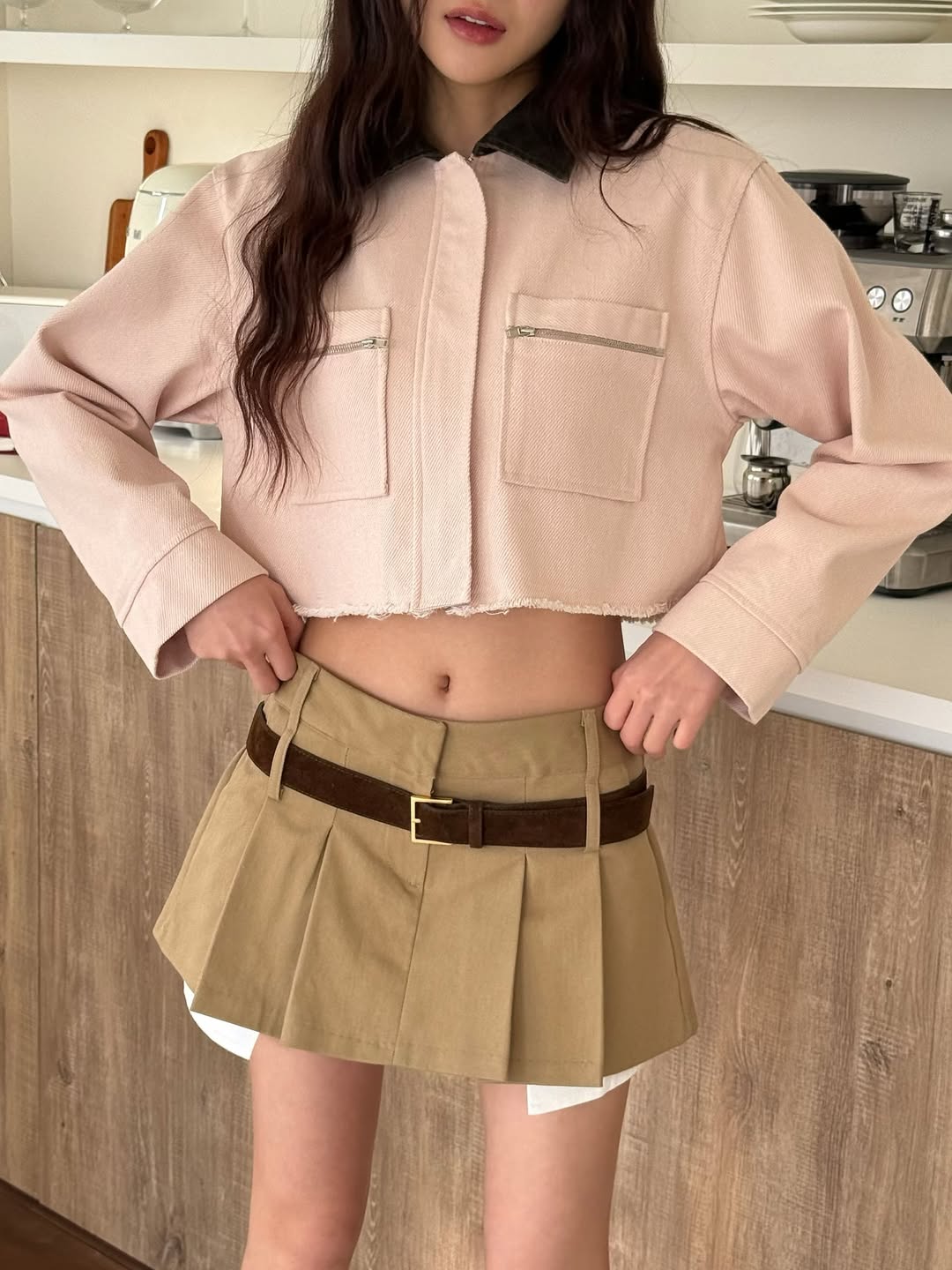 [PRE-ORDER]  LOW-RISE COTTON CONTRAST SKORT