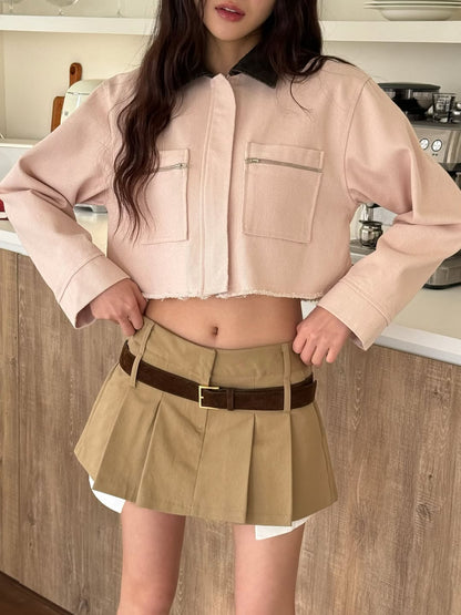 [PRE-ORDER]  LOW-RISE COTTON CONTRAST SKORT