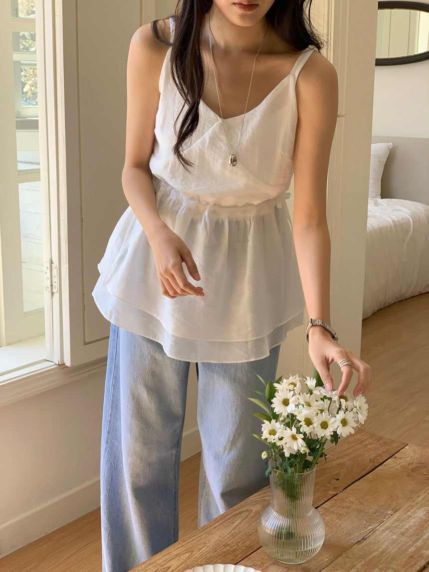 Spring Flowy Wave Blouse -White