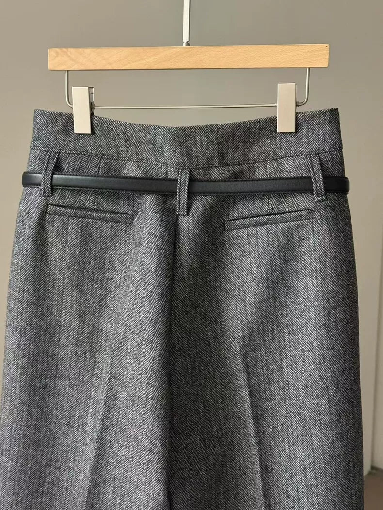 [PRE-ORDER]  CLASSIC HERRINGBONE WIDE-LEG PANTS