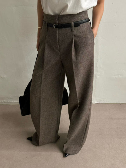 [PRE-ORDER]  CLASSIC HERRINGBONE WIDE-LEG PANTS