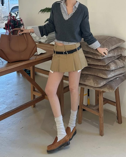 [PRE-ORDER]  LOW-RISE COTTON CONTRAST SKORT