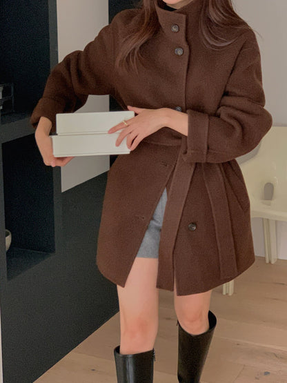 [PRE-ORDER]  BOUCLÉ HANDMADE HIGH-NECK COAT ☁️