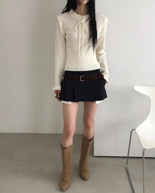 [PRE-ORDER]  LOW-RISE COTTON CONTRAST SKORT