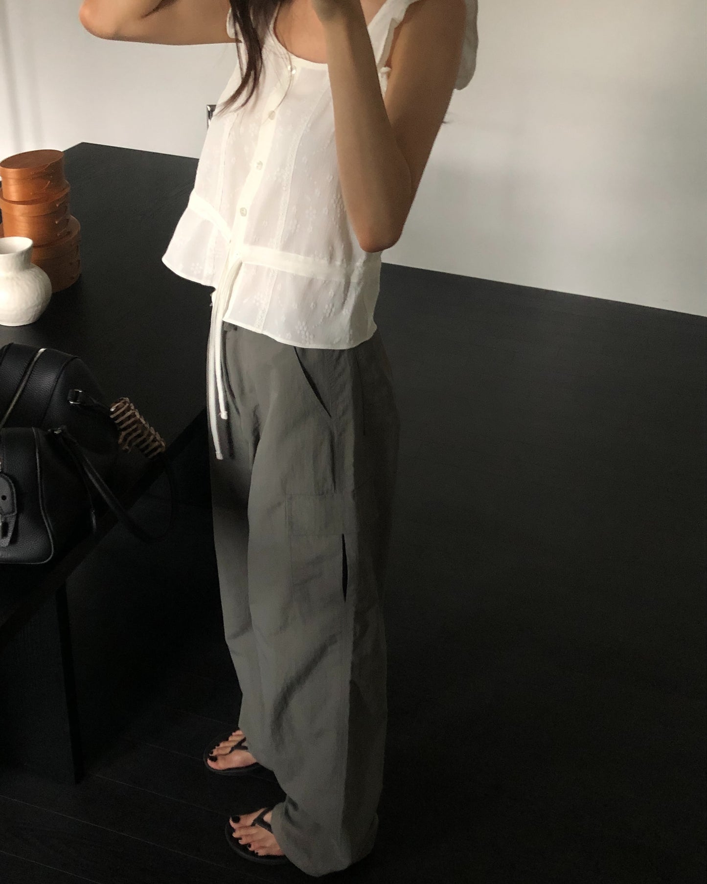 [PRE-ORDER]  STRING NYLON CARGO PANTS