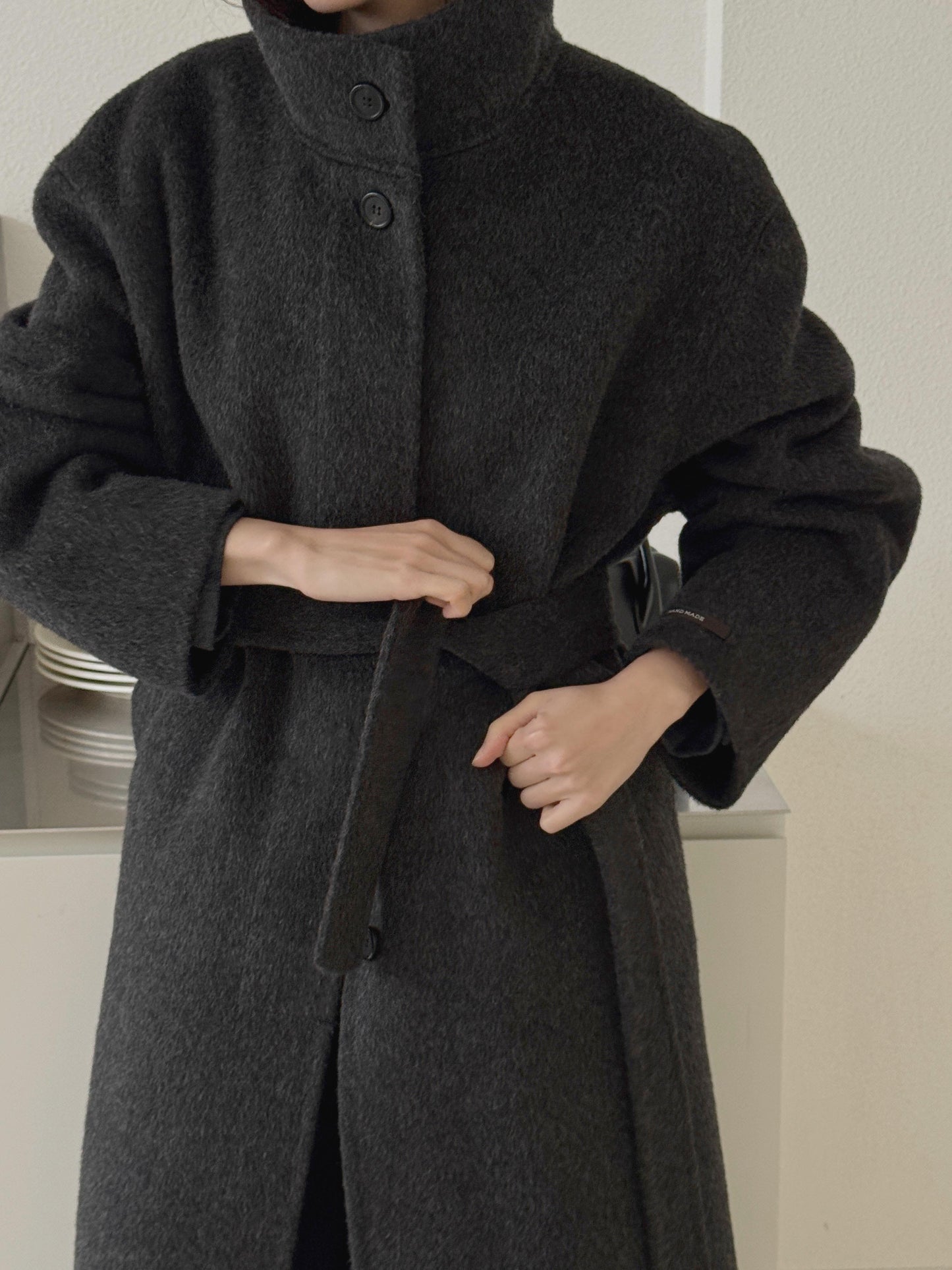 [PRE-ORDER] RUE HIGH NECK ALPACA BLEND HANDMADE COAT