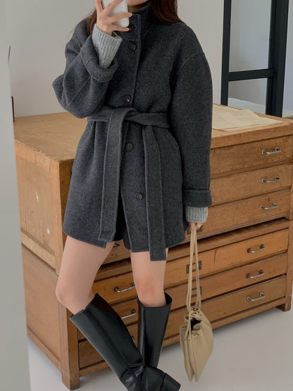 [PRE-ORDER]  BOUCLÉ HANDMADE HIGH-NECK COAT ☁️