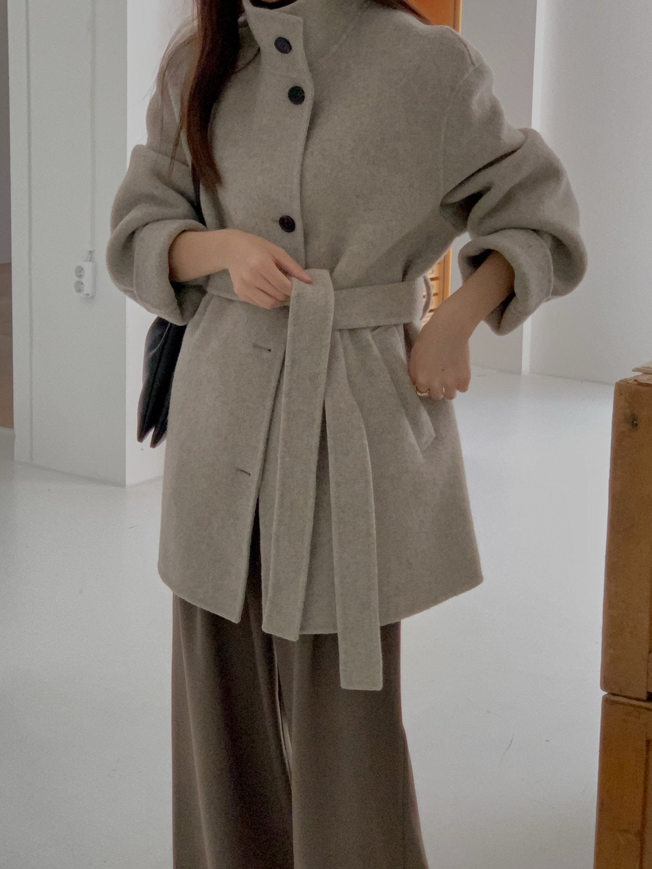 [PRE-ORDER]  BOUCLÉ HANDMADE HIGH-NECK COAT ☁️