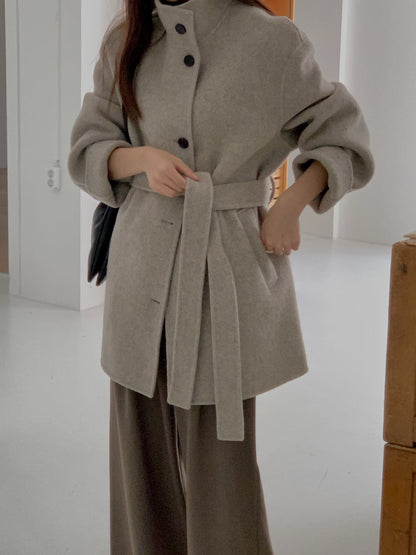 [PRE-ORDER]  BOUCLÉ HANDMADE HIGH-NECK COAT ☁️