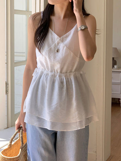 Spring Flowy Wave Blouse -White
