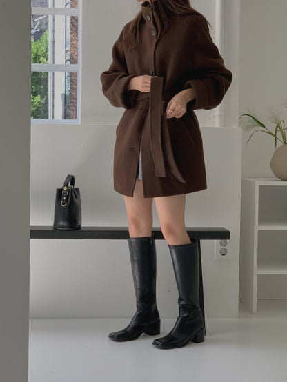 [PRE-ORDER]  BOUCLÉ HANDMADE HIGH-NECK COAT ☁️