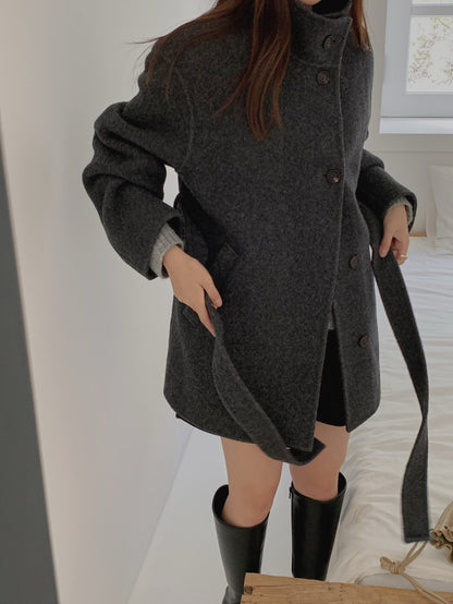[PRE-ORDER]  BOUCLÉ HANDMADE HIGH-NECK COAT ☁️