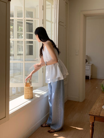Spring Flowy Wave Blouse -White