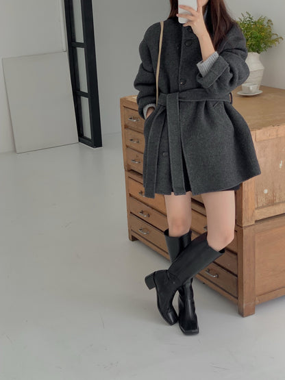 [PRE-ORDER]  BOUCLÉ HANDMADE HIGH-NECK COAT ☁️