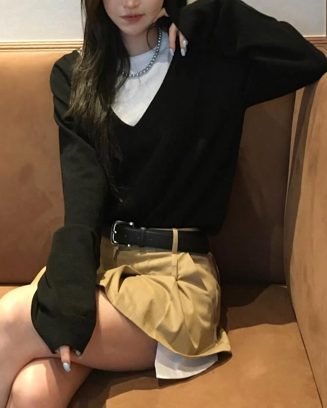 [PRE-ORDER]  LOW-RISE COTTON CONTRAST SKORT