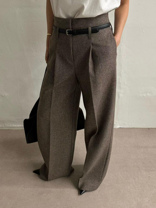[PRE-ORDER]  CLASSIC HERRINGBONE WIDE-LEG PANTS