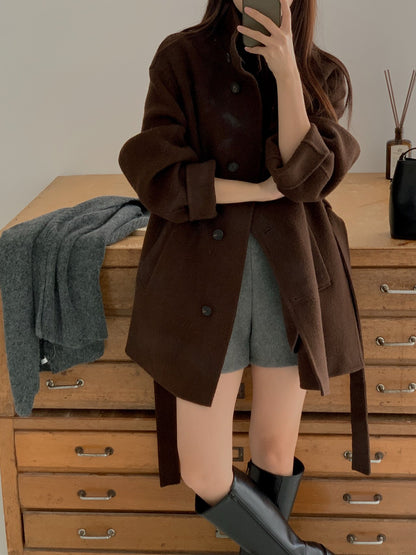 [PRE-ORDER]  BOUCLÉ HANDMADE HIGH-NECK COAT ☁️