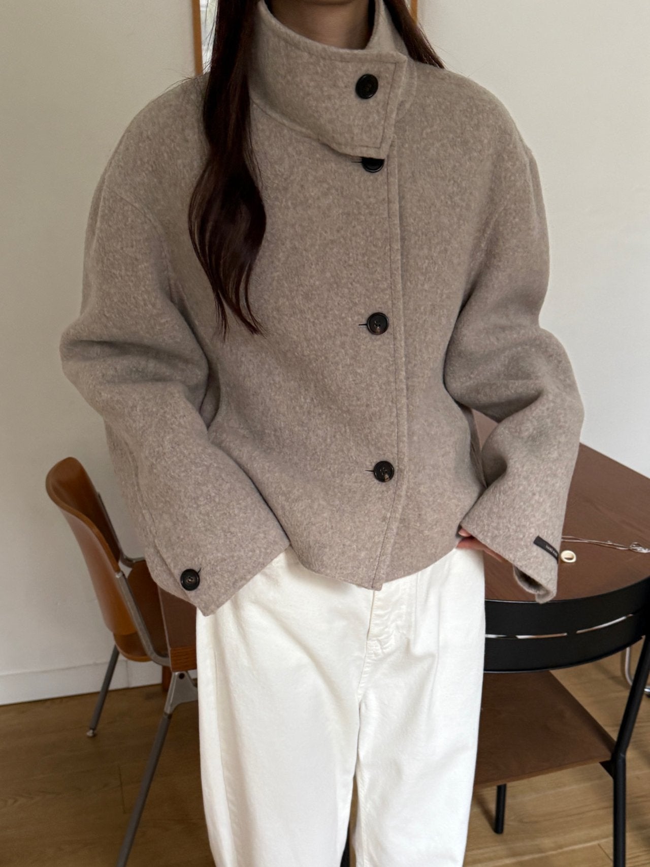 [PRE-ORDER] THE SCULPTED FUNNEL WOOL JACKET