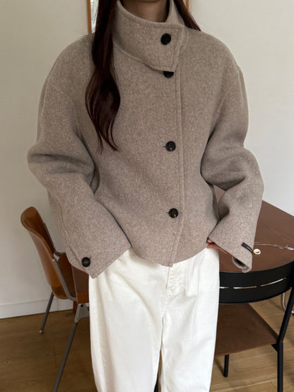 [PRE-ORDER] THE SCULPTED FUNNEL WOOL JACKET