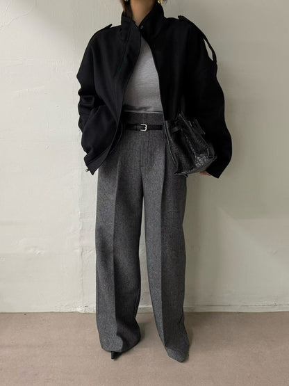 [PRE-ORDER]  CLASSIC HERRINGBONE WIDE-LEG PANTS