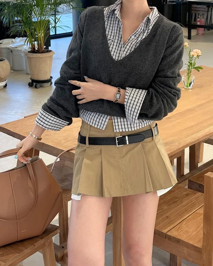 [PRE-ORDER]  LOW-RISE COTTON CONTRAST SKORT
