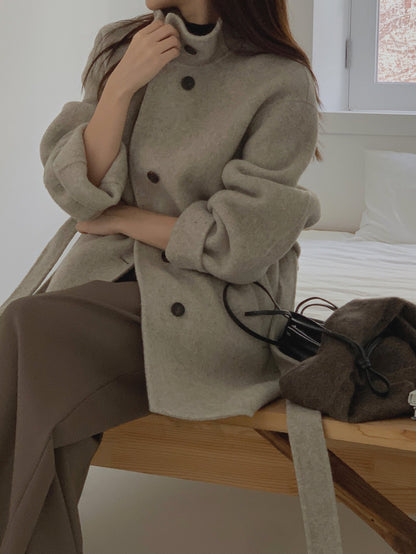 [PRE-ORDER]  BOUCLÉ HANDMADE HIGH-NECK COAT ☁️
