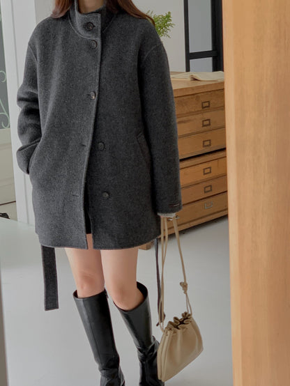 [PRE-ORDER]  BOUCLÉ HANDMADE HIGH-NECK COAT ☁️