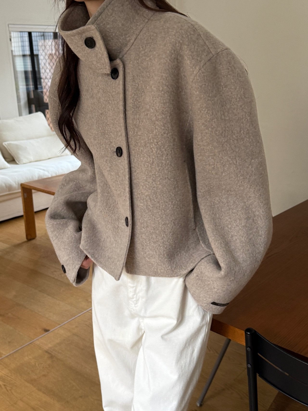 [PRE-ORDER] THE SCULPTED FUNNEL WOOL JACKET